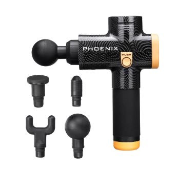 Перкусійний масажер тригерних точок Phoenix A2 (4 насадки) кнопковий Чорний, фото 1