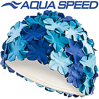 Шапочка для плавання жіноча шапочка для басейну латекс Aqua Speed BLOOM синьо-блакитна