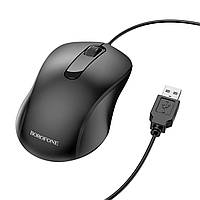 Проводная мышка для ноутбука и компьютера Borofone BG4 Black оптическая бесшумная мышь на проводе 1.5 tru