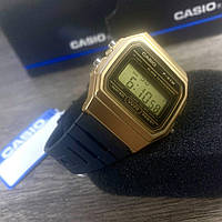 Наручные часы Casio оригинал F-91W retro с золотистым корпусом электронные часы Касио ретро квадратные