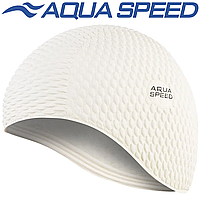 Шапочка для плавания женская шапочка для бассейна латекс Aqua Speed BOMBASTIC белая