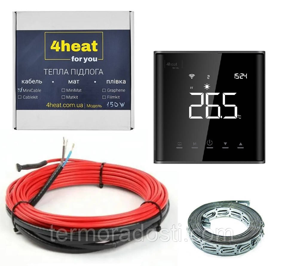 Кабель для теплої підлоги 4HEAT 5,0-6,3 м2 | Комплект з терморегулятором CableKit Sensor-900 Вт