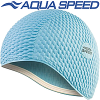 Шапочка для плавания женская шапочка для бассейна латекс Aqua Speed BOMBASTIC светло-голубая