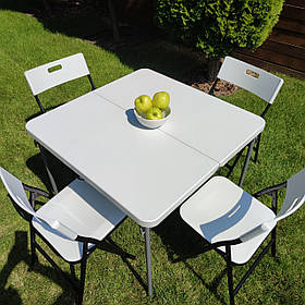 Набір складної мебелі стіл та 4 стільця з сумкою білий SW-00001540