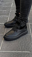 Зимние мужские Ботинки из Черной Натуральной кожи