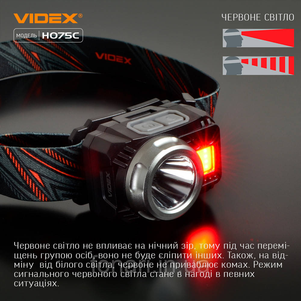 Налобный фонарь Videx VLF-H075C Cree XP-G3 + COB, Li-pol 1200mAh, USB-C, 550 люмен - фото 3 - id-p615765356