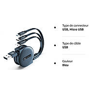 Выдвижной Мульти-USB-кабель CAFELE 3 в 1 (USB C, Микро-USB, Телефонный Порт) - Универсальный Зарядный Кабель