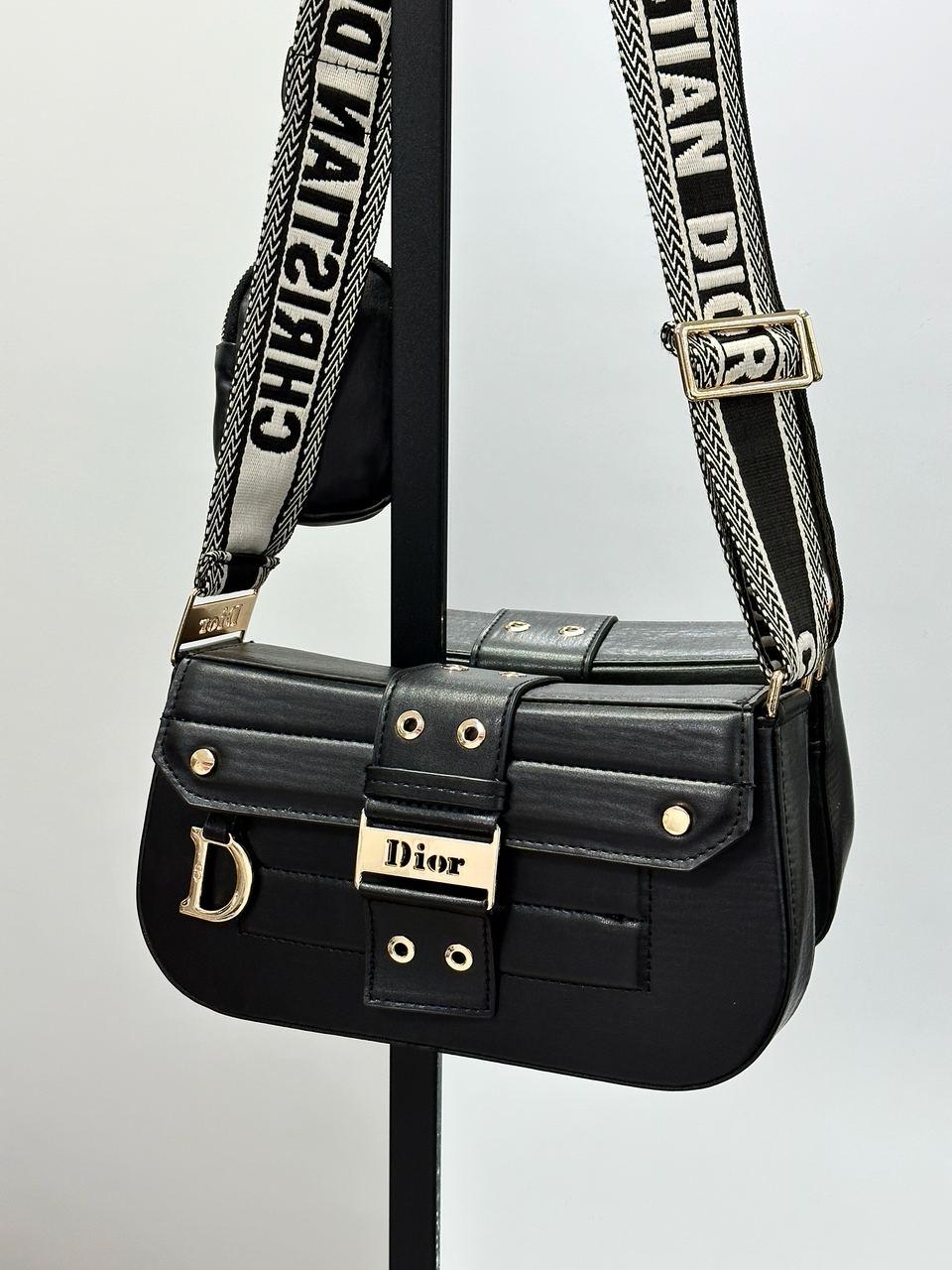 Жіноча сумка Dior Small Camp Bag Black Кросс боді екошкіра жіноча сумка чорна широкий ремень