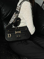 Жіноча сумка Dior Small Camp Bag Black Кросс боді екошкіра жіноча сумка чорна широкий ремень, фото 3