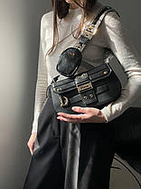Жіноча сумка Dior Small Camp Bag Black Кросс боді екошкіра жіноча сумка чорна широкий ремень, фото 4