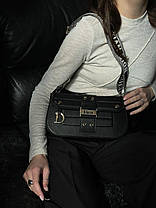 Жіноча сумка Dior Small Camp Bag Black Кросс боді екошкіра жіноча сумка чорна широкий ремень, фото 5