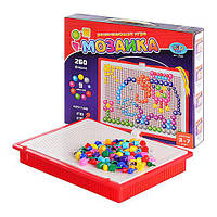 Мозаика PLAY SMART 2707 Развивающая, Игровое поле, фишки, 9 цветов, деталей - 260