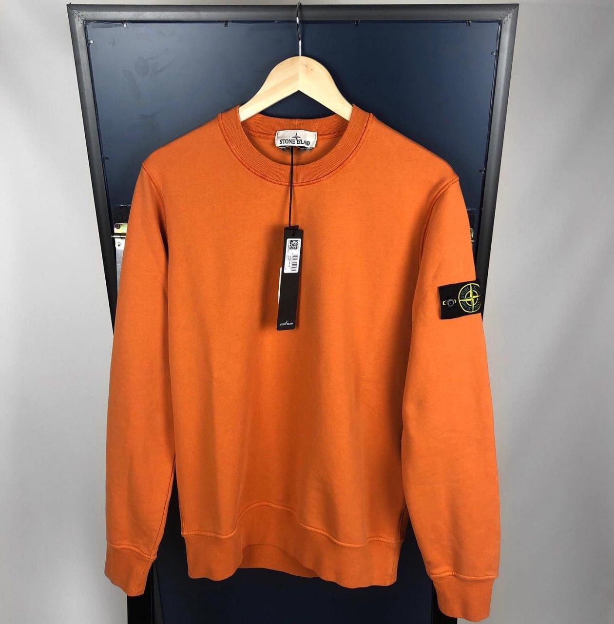 Світшот stone island Crewneck чоловічий осінь весна помаранчевий кофта чоловіча осіння весняна стон айленд