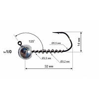 Джиг-головка 125° DS Barbarian #1/0 10g ZPGP1-10G-25