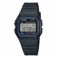 Годинники чорні квадратні чоловічі Casio F-91W-1 retro оригінал, чорні ретро Годинники Касіо електронні наручні