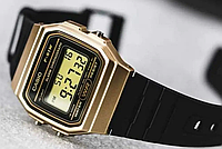 Наручний годинник Casio оригінал F-91W квадратні retro з золотистим корпусом будильником Годинник Касіо Ретро