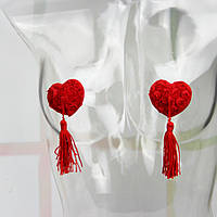 Ажурні Серця: Силіконові Наклейки на Соски для Пристрасних Моментів Червоний ( 210 002 )