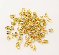 Протекторы металлические для тросика, лески. 4 мм, лимонное золото, упаковка 20 шт!