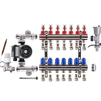 Колектор теплої підлоги "КР" Чехія 7 контури в зборі з насосом