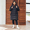 Жіноча подовжена куртка зимова великого розміру 48-64 чорний, фото 2