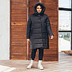 Жіноча подовжена куртка зимова великого розміру 48-64 чорний, фото 4