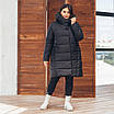 Жіноча подовжена куртка зимова великого розміру 48-64 чорний, фото 5