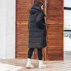 Жіноча подовжена куртка зимова великого розміру 48-64 чорний, фото 7