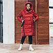 Жіноча куртка подовжена зимова великого розміру 48-56 цегляний, фото 3
