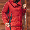 Жіноча куртка подовжена зимова великого розміру 48-56 цегляний, фото 4
