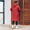 Жіноча куртка подовжена зимова великого розміру 48-56 цегляний, фото 6
