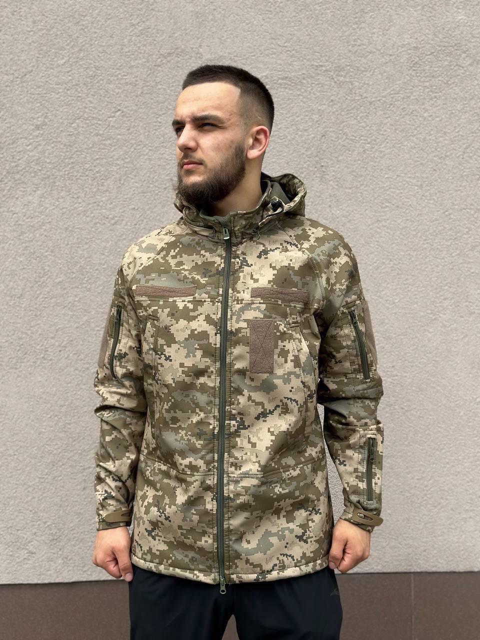 Тактична куртка soft shell демісезон, армійська куртка тактична піксель софтшелл, військова весняна куртка