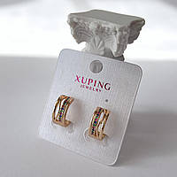 Сережки позолота Xuping Круглі з кольоровим камінням Золото 15 мм S15063