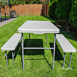 Комплект садових розкладних меблів (Стіл та лавки), Білий, фото 4
