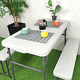 Комплект садових розкладних меблів (Стіл та лавки), Білий, фото 8