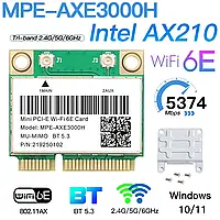 Wi-Fi адаптер Intel Wi-Fi6E MPE-AXE3000H AX210 Mini PCI-E 802.11ax трехдиапазонный 2.4G/5G/6G Bluetooth 5.3