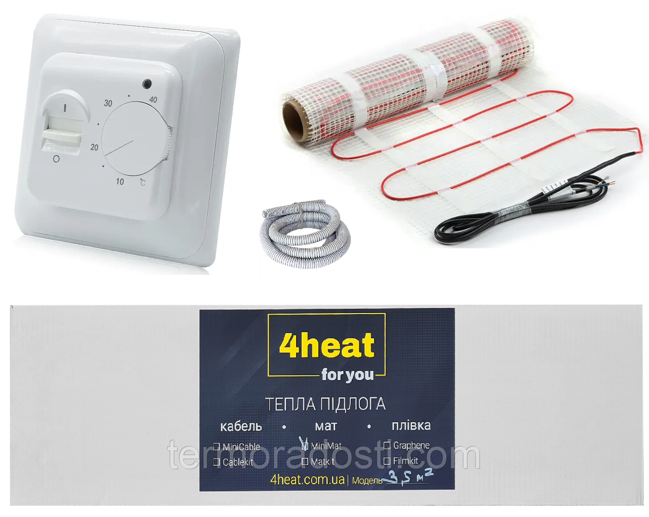 Комплект теплої підлоги MatKit Standart-3,5 м2 | Нагрівальний мат + терморегулятор 4HEAT