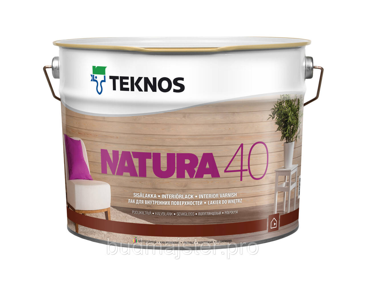 Лак Teknos NATURA 40 напівглянцевий 9 л.