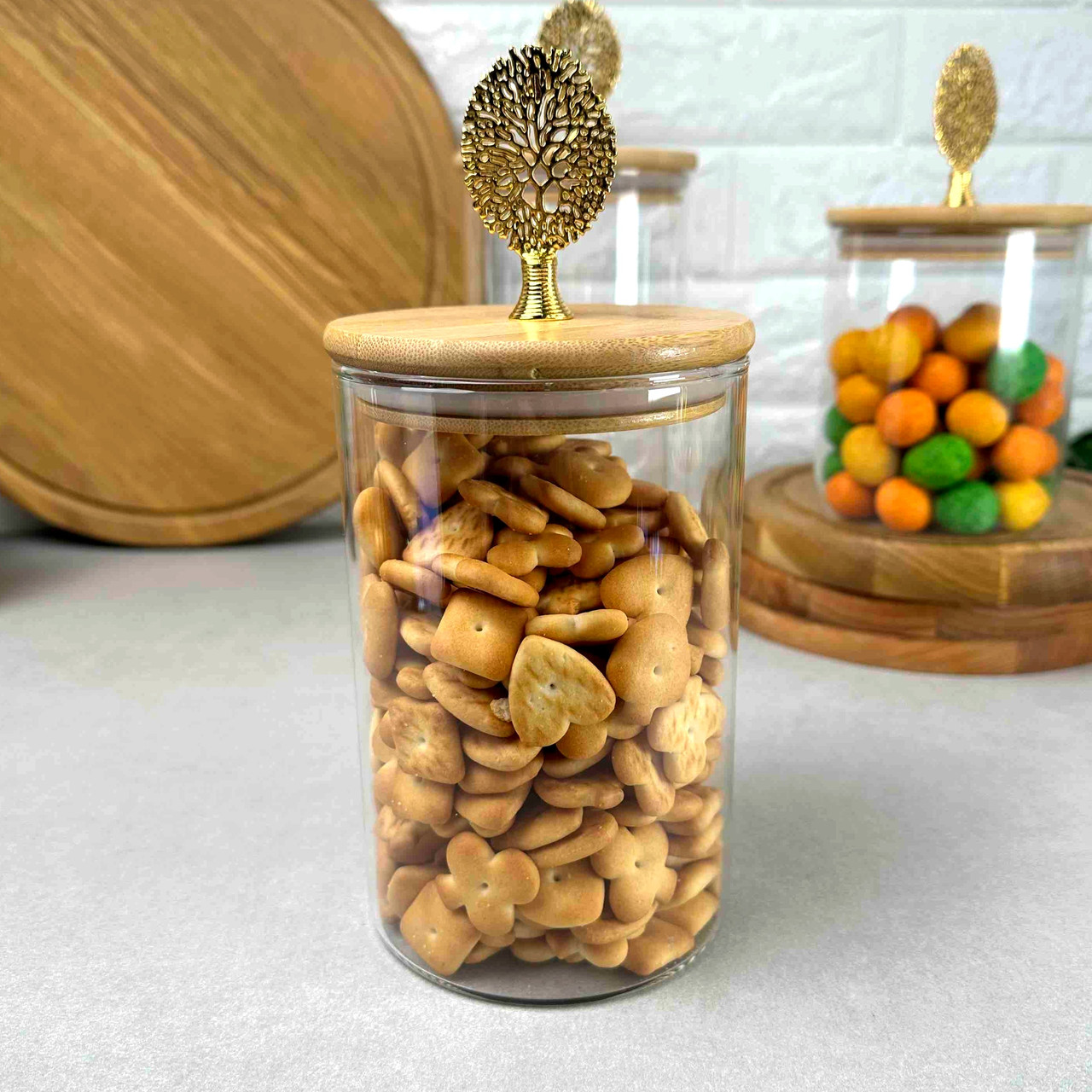 Скляна банка для зберігання з бамбуковою кришкою 950 мл Дерево Madeira