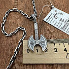 Двосторонній Топор Перуна та якірний ланцюжок срібний комплект із чорнінням 925 проба, фото 6