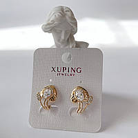 Сережки позолота Xuping Квітка з камінням Золото 16 мм S15066