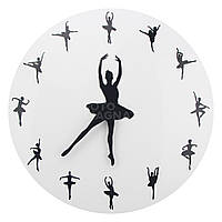 Настенные акриловые часы с балериной "Ballerine" - минималистичные, круглые, бесшумные, 30*30 см