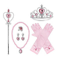 Набір аксесуарів Принцеси Мавки Русалочки Анни рукавички паличка корона кольє кольє кліпси рожеві