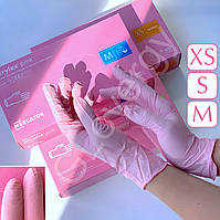Рукавички нітрилові Nitrylex Pink XS S M рожеві 100 шт
