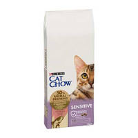 Cat Chow Adult Sensitive Salmon корм с лососем для взрослых кошек с чувствительным пищеварением (15 кг)