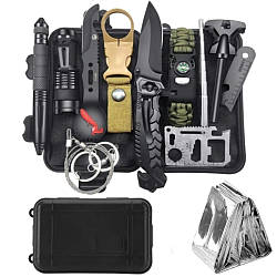 Туристичний набір для виживання 14в1 + бокс / Похідний комплект інструментів / Універсальний набір