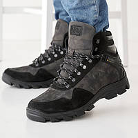 Мужские зимние утепленные кроссовки, зимние кожаные кроссовки мужские черные, высокие кроссовки с мехом