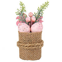 Пасхальная композиция "Розовые крашанки", 15 см, декор на пасху
