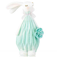 Пасхальная декоративная статуэтка "Кролик в бирюзовом", 18 см, декор на пасху