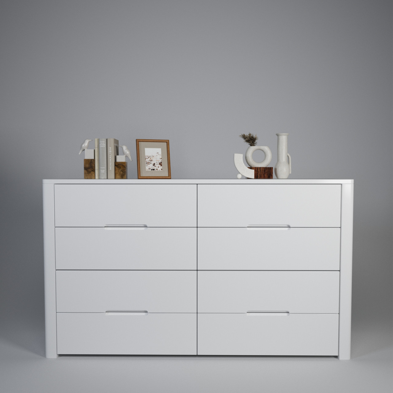 Белый комод из массива клена "Орео" в спальню 8 ящиков 140 см