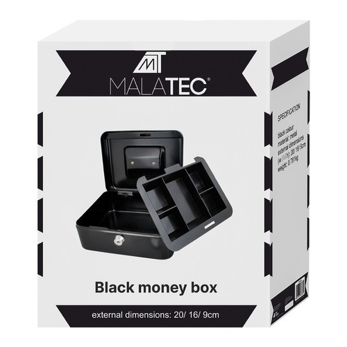 Черный ящик 20x16x9см металлический кэшбокс сейф бокс +2ключи для хранения денег и ценностей - фото 10 - id-p1945566042